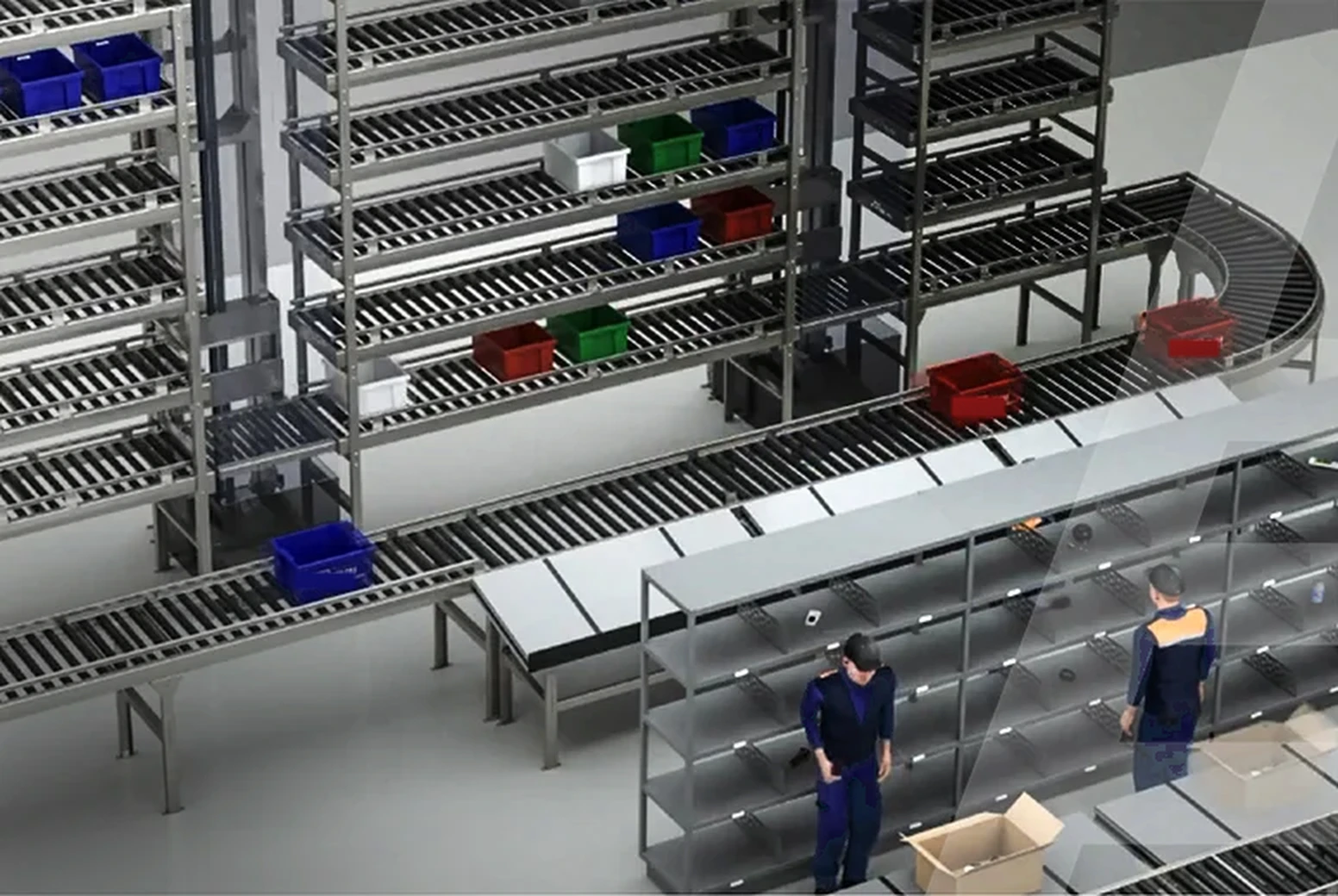 Dynamic buffer and sortation conveyor system for warehouse automation